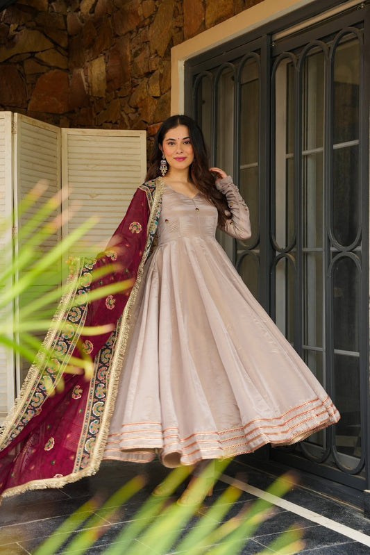 Beautiful Cosmos Silk Anarkali Suit Set
