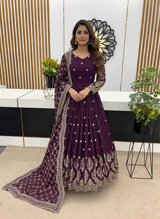 Beautiful Embroidered Sequence Work Anarkali Suit Set