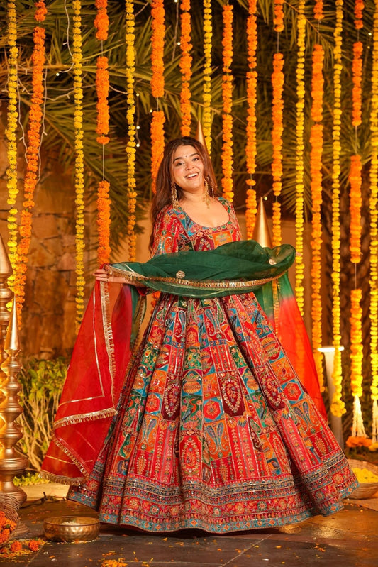 Beautiful Heavy Embroidered And Sequence Work Anarkali Suit Set