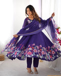 Floral Embroidered Purple Anarkali Dress