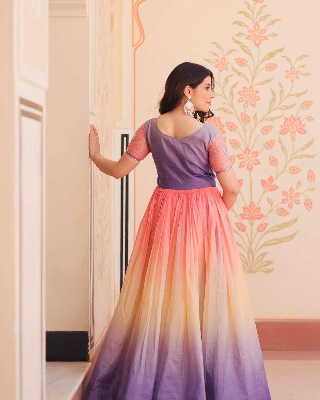 Multicolor Sequence Work Ombre Gown