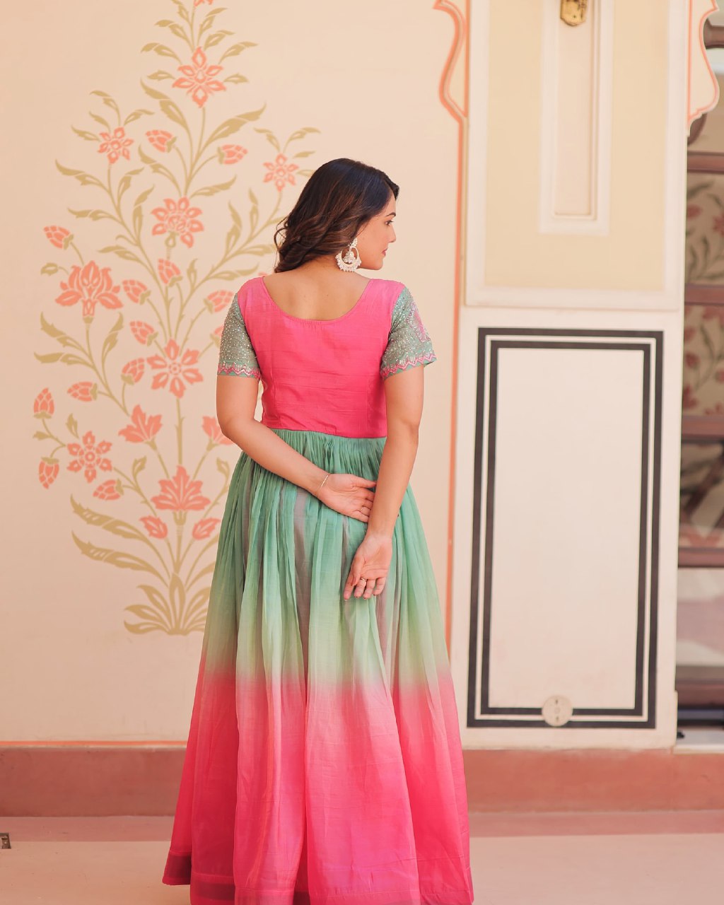 Multicolor Sequence Work Ombre Gown