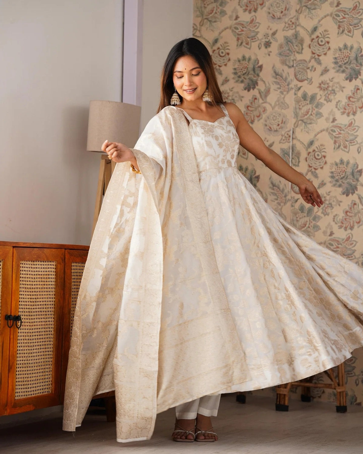 Classic Banarasi Jacquard Silk Anarkali Suit Set