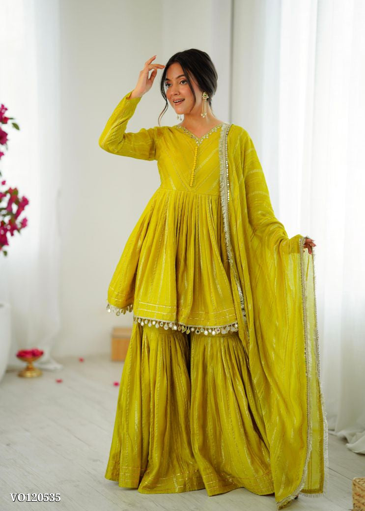 Beautiful Mal Chanderi Sharara Suit Set