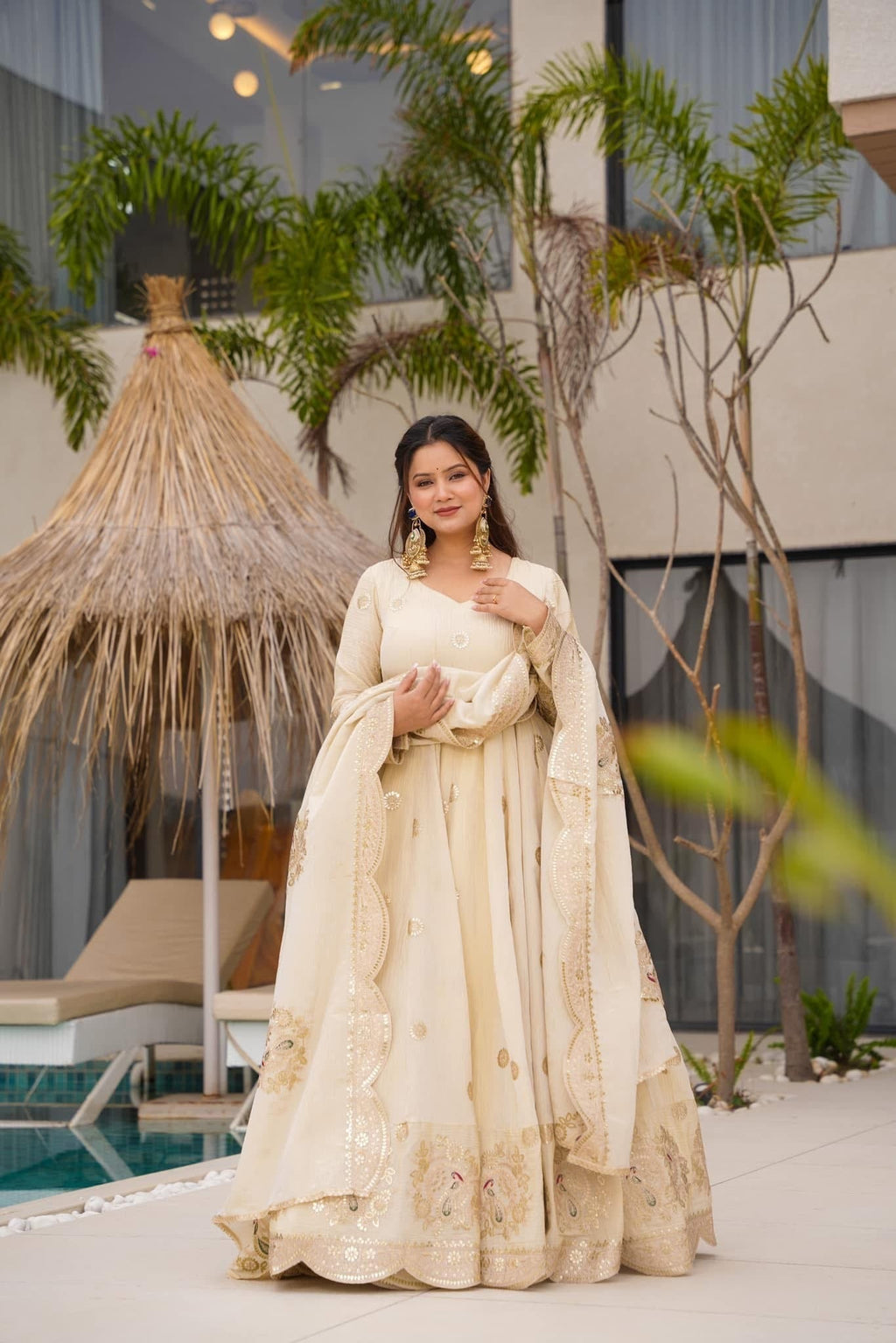 Traditional Crush Cosmos Silk Anarkali Gown Set