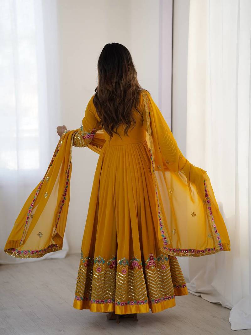 Beautiful Embroidered Work Anarkali Gown Set