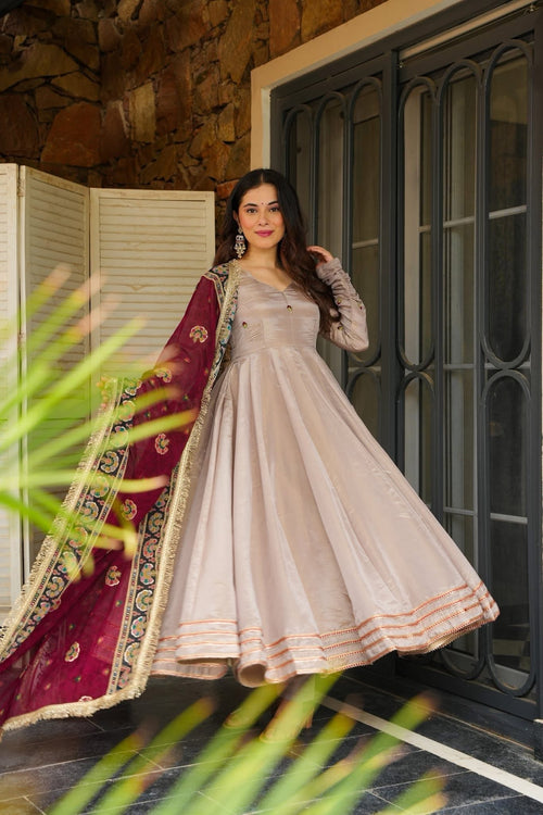 Beautiful Cosmos Silk Anarkali Suit Set