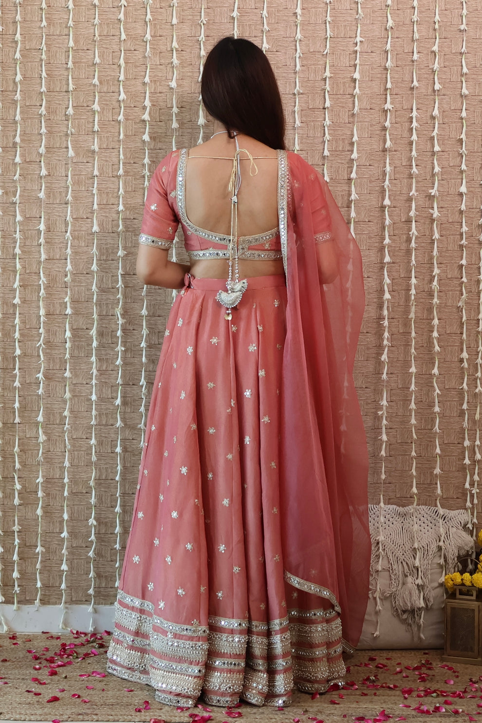 Dusty Pink Embroidered Lehenga Set