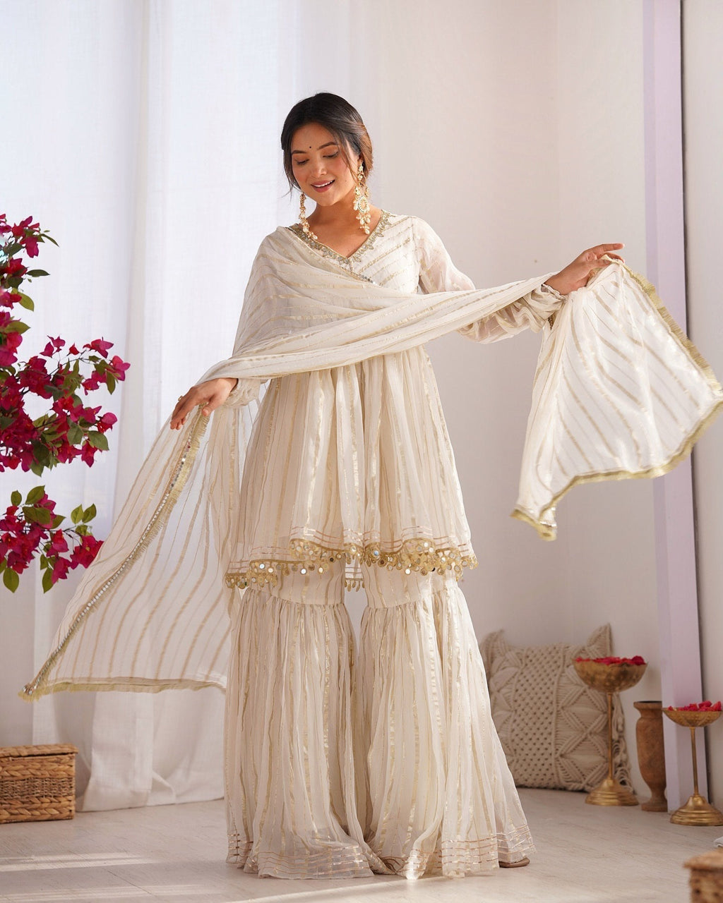 Beautiful Mal Chanderi Sharara Suit Set