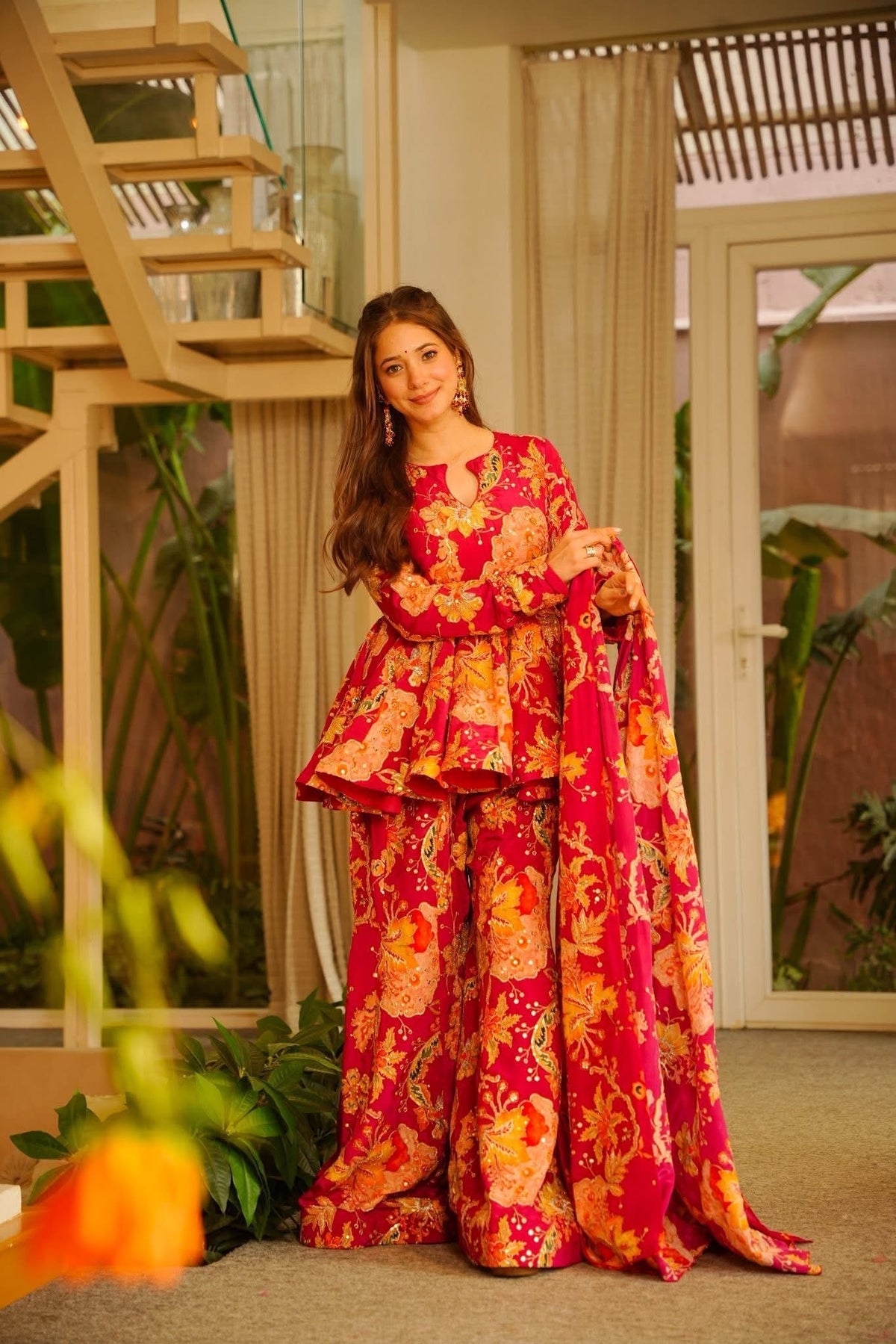 Beautiful Sequence Work Wedding Sharara Suit Set