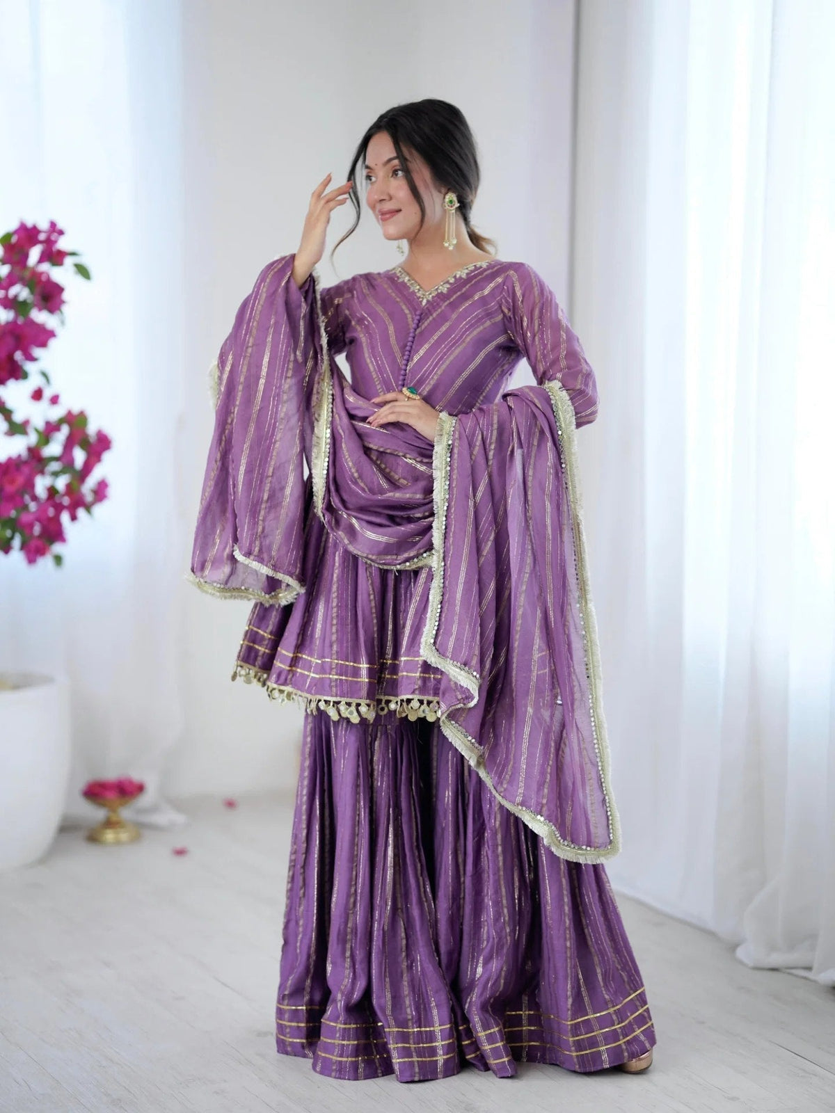 Beautiful Mal Chanderi Sharara Suit Set