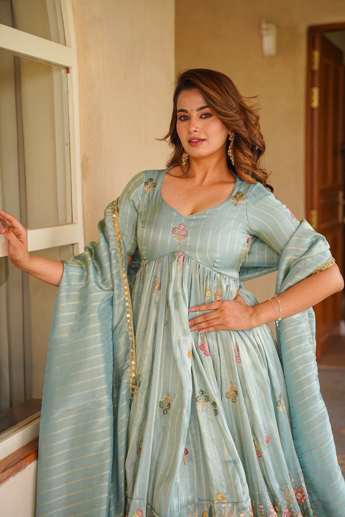 Beautiful Embroidered Anarkali Suit Set