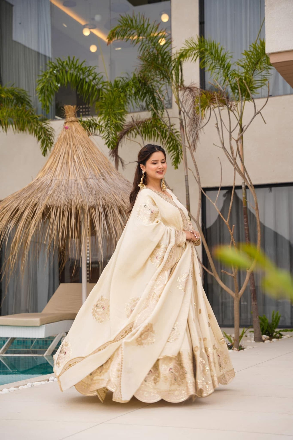 Traditional Crush Cosmos Silk Anarkali Gown Set
