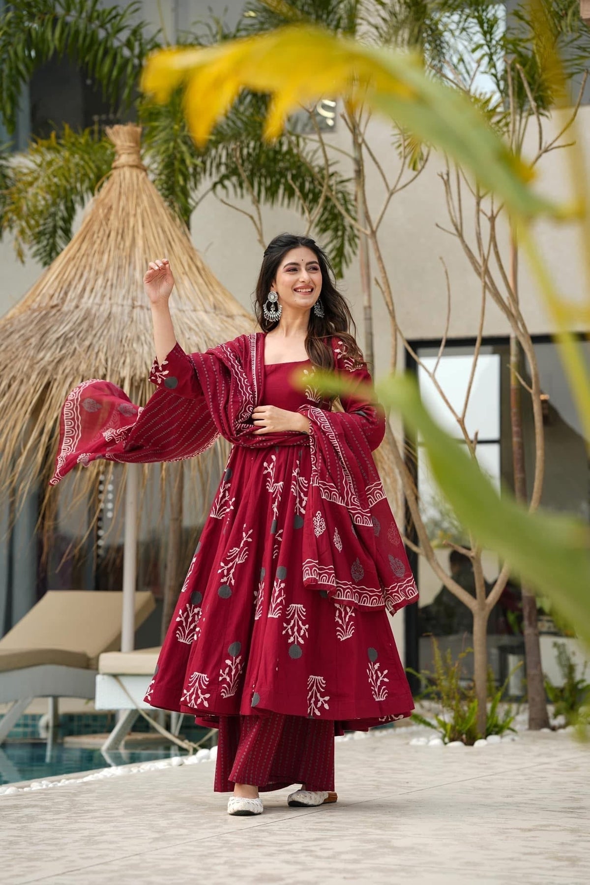 Beautiful Cotton Printed Anarkali Gown Set