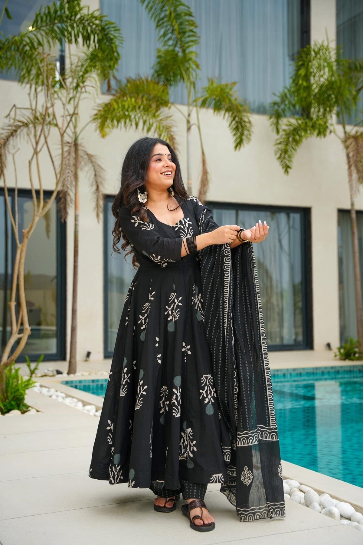 Beautiful Cotton Printed Anarkali Gown Set