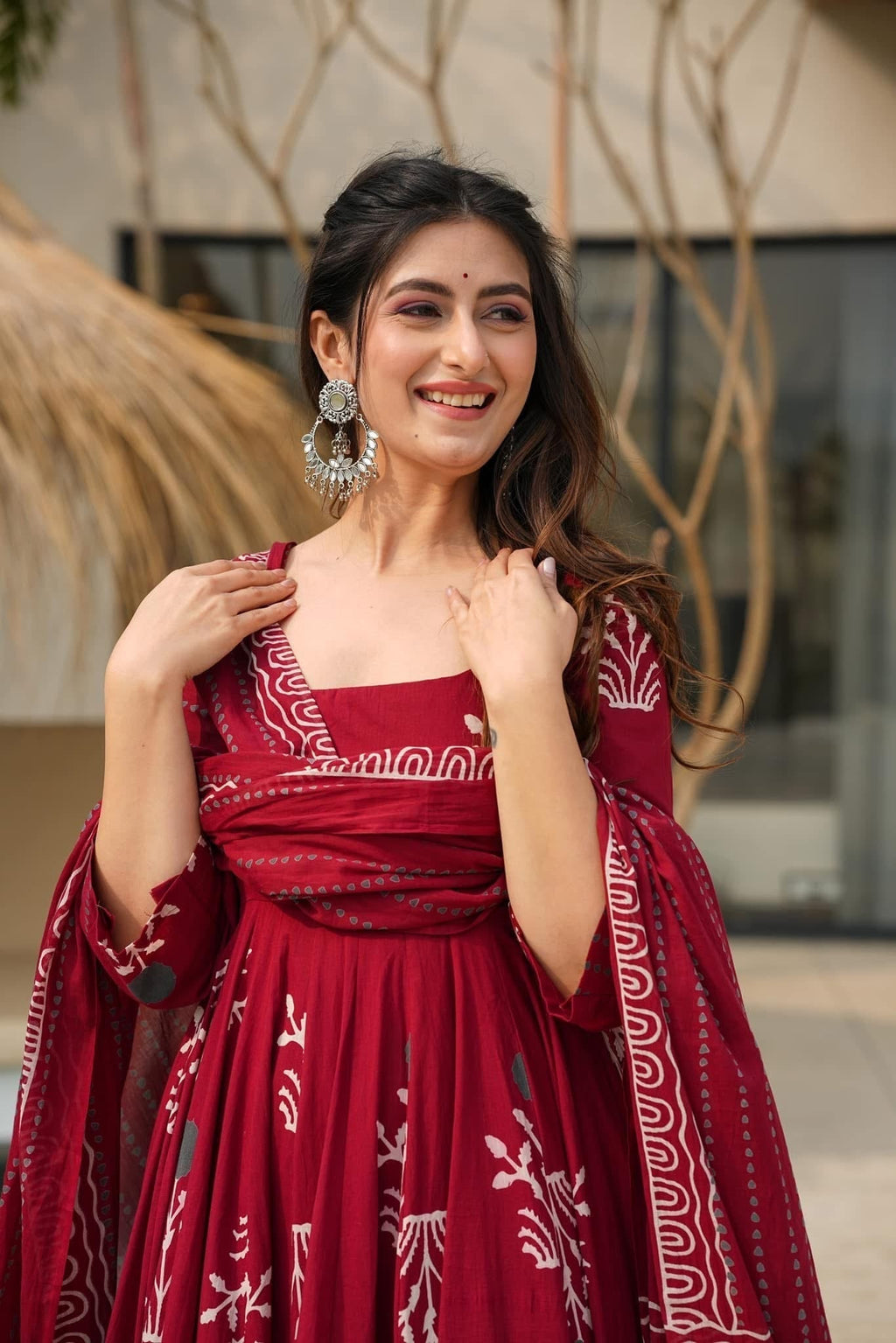 Beautiful Cotton Printed Anarkali Gown Set