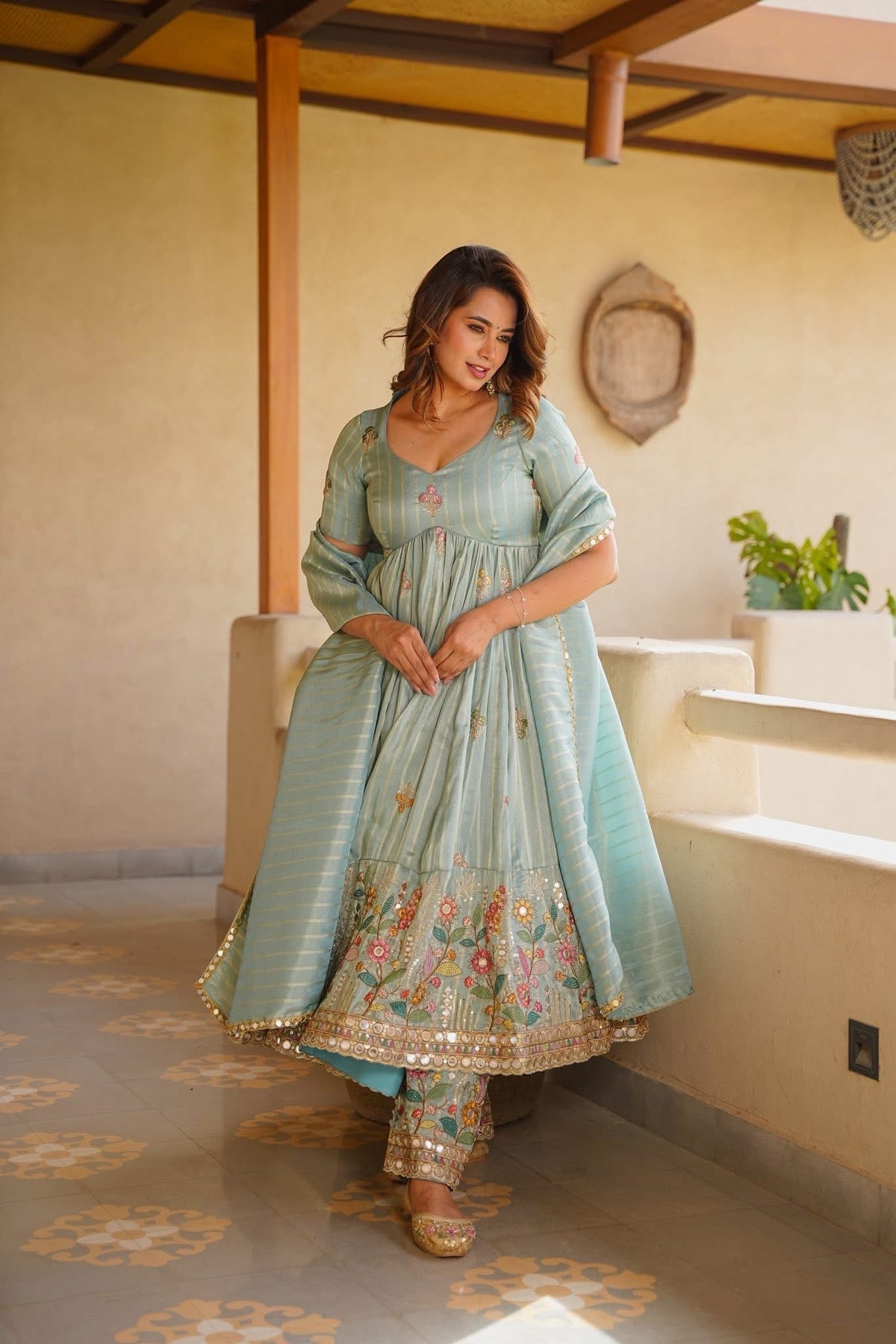 Beautiful Embroidered Anarkali Suit Set