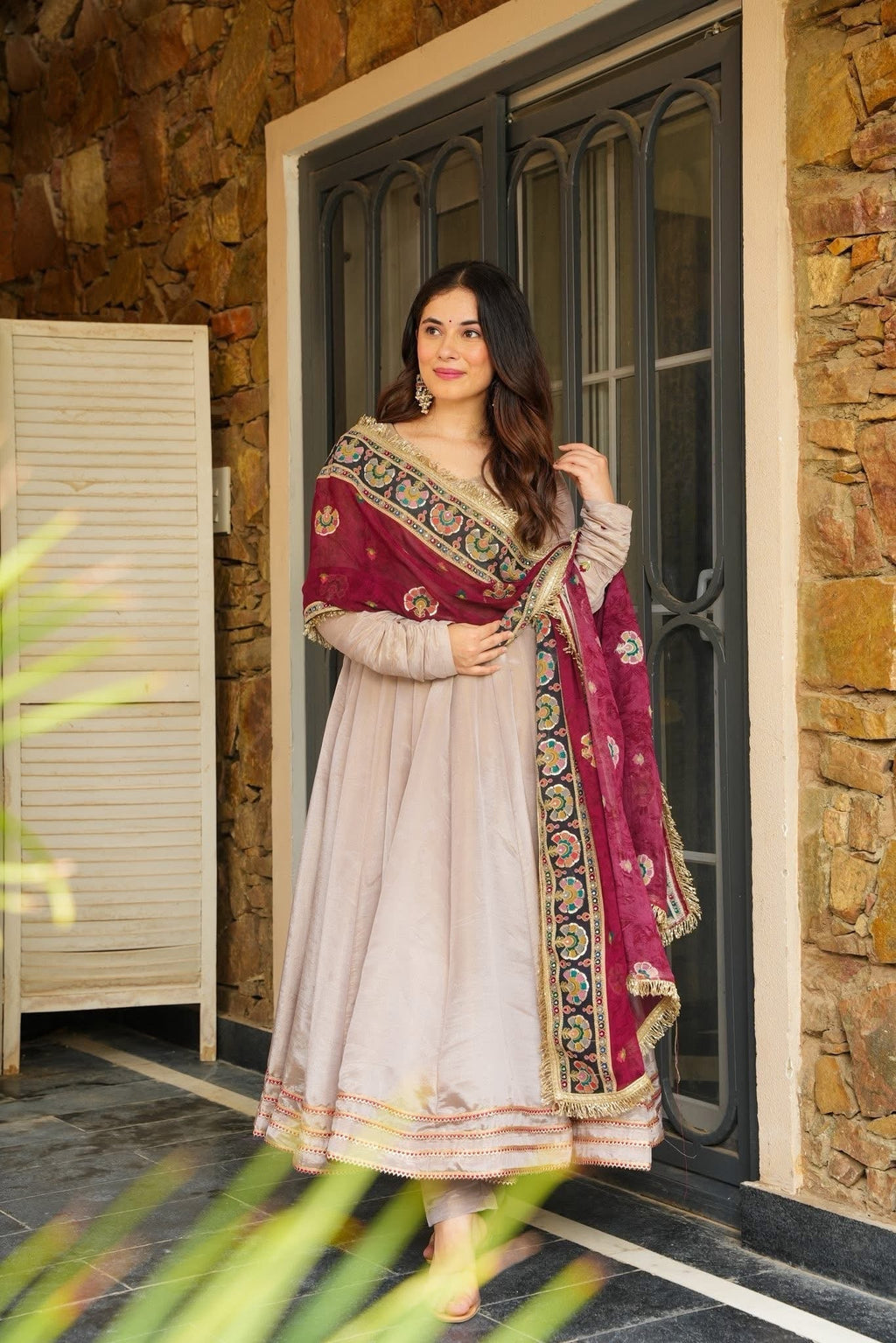 Beautiful Cosmos Silk Anarkali Suit Set